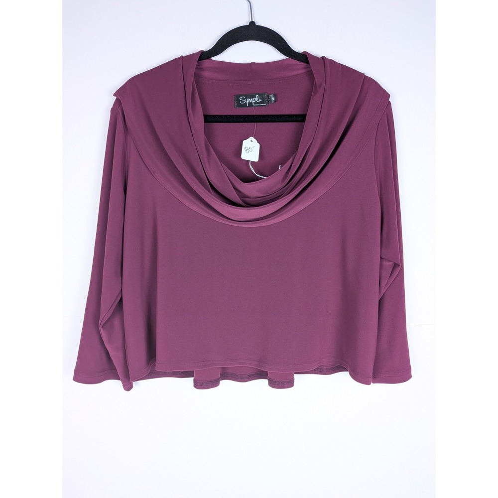 NEW Sympli Women's Overlay Flowy OTS Pink/Purple Cropped Long sleeve Top Sz 12